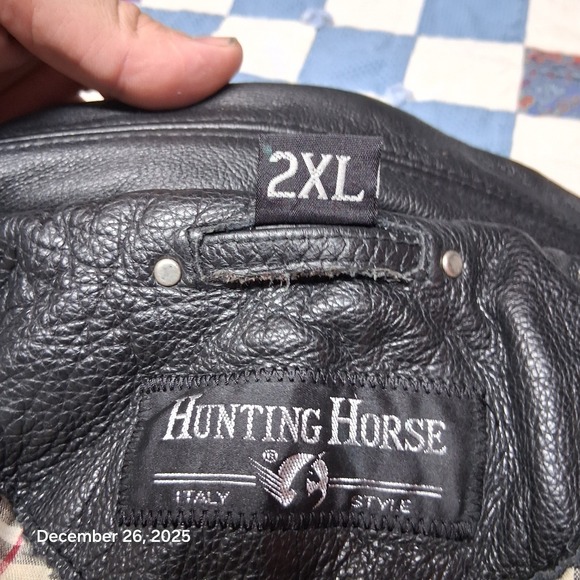 VTG EUC Hunting Horse Black Lined Leather Jacket Size 2XL Heavyweight Italian - Picture 12 of 14